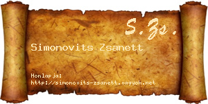Simonovits Zsanett névjegykártya